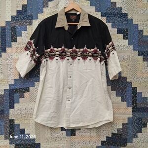 Plains Western Wear Pearl Snap Men's Southwestern Aztec Print Shirt Size XL